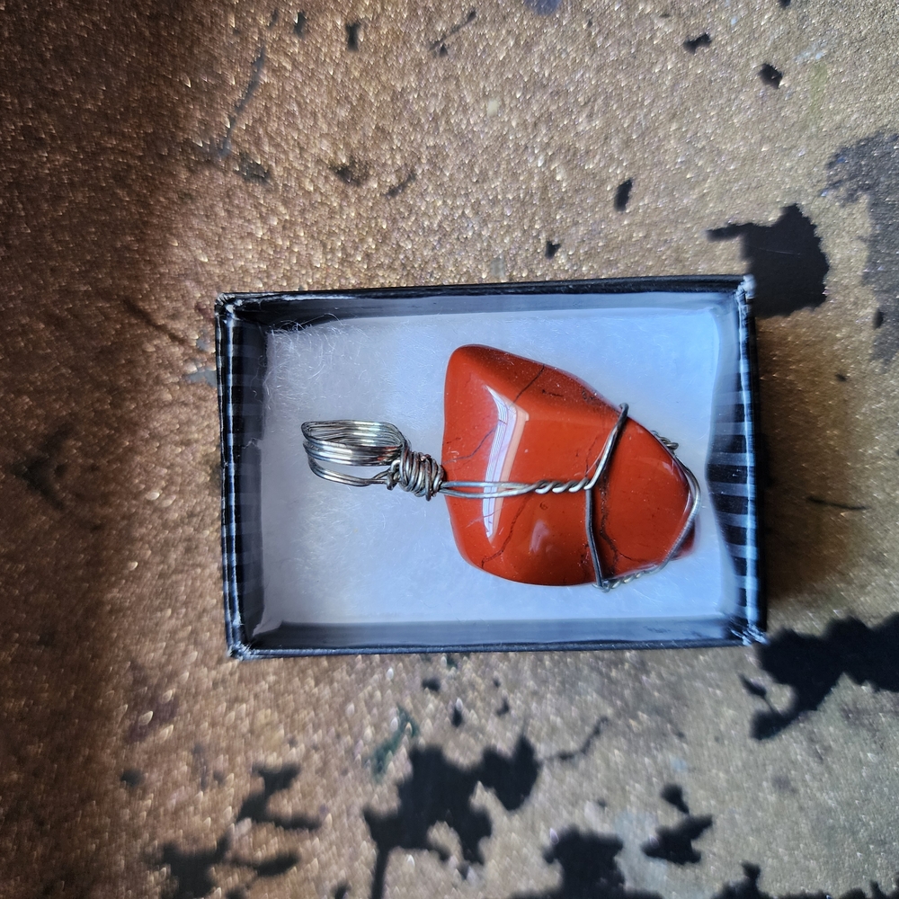 Wire Wrapped Red Stone Pendant